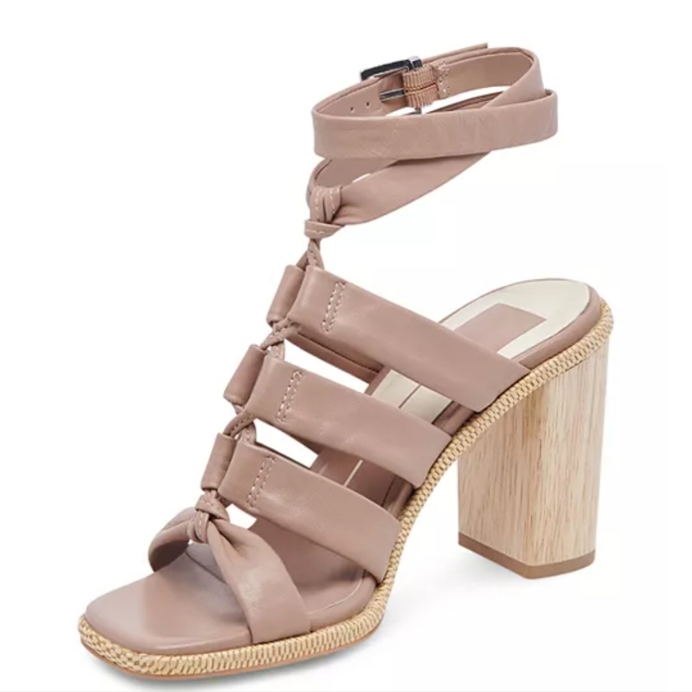 Dolce Vita Cafe Olema Leather Strappy Wood Block Platform Heel Sandals New Sz 9